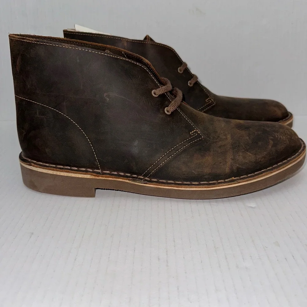 Clarks Desert Boots Mens 13 Bushacre 2 Ankle Brown Leather Lace Up‎ Chukka Shoes